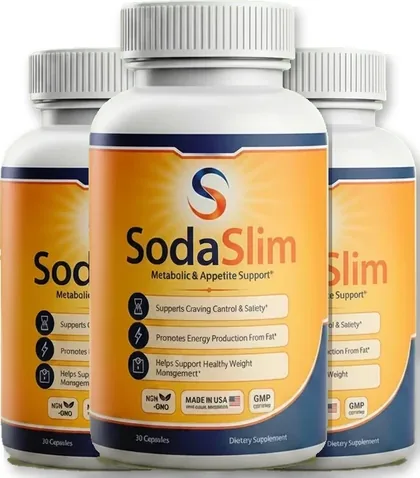 Three SodaSlim bottles, front labels showing