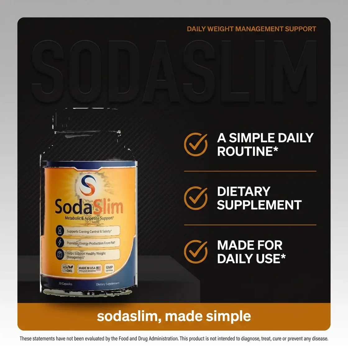 The SodaSlim listing card headed a simple daily routine